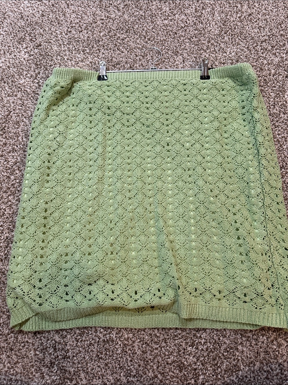 Fashion Nova Light Green Crochet Mini Skirt